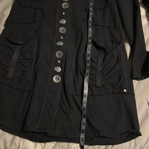 Neon Buddha Longline Soft Blazer with Mismatched Buttons Exposed Hems Lagenlook - Picture 5 of 6